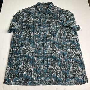 Tasso Elba Mens Silk Blend Button Shirt Printed Short Sleeve Work Casual LARGE